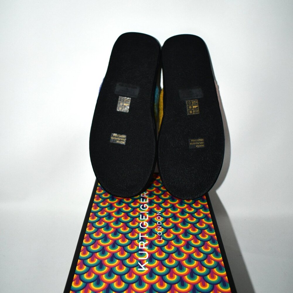 Kurt Geiger Kensington Faux Shearling Rainbow Logo Ornament Slippers in Multi 10 - Picture 6 of 7